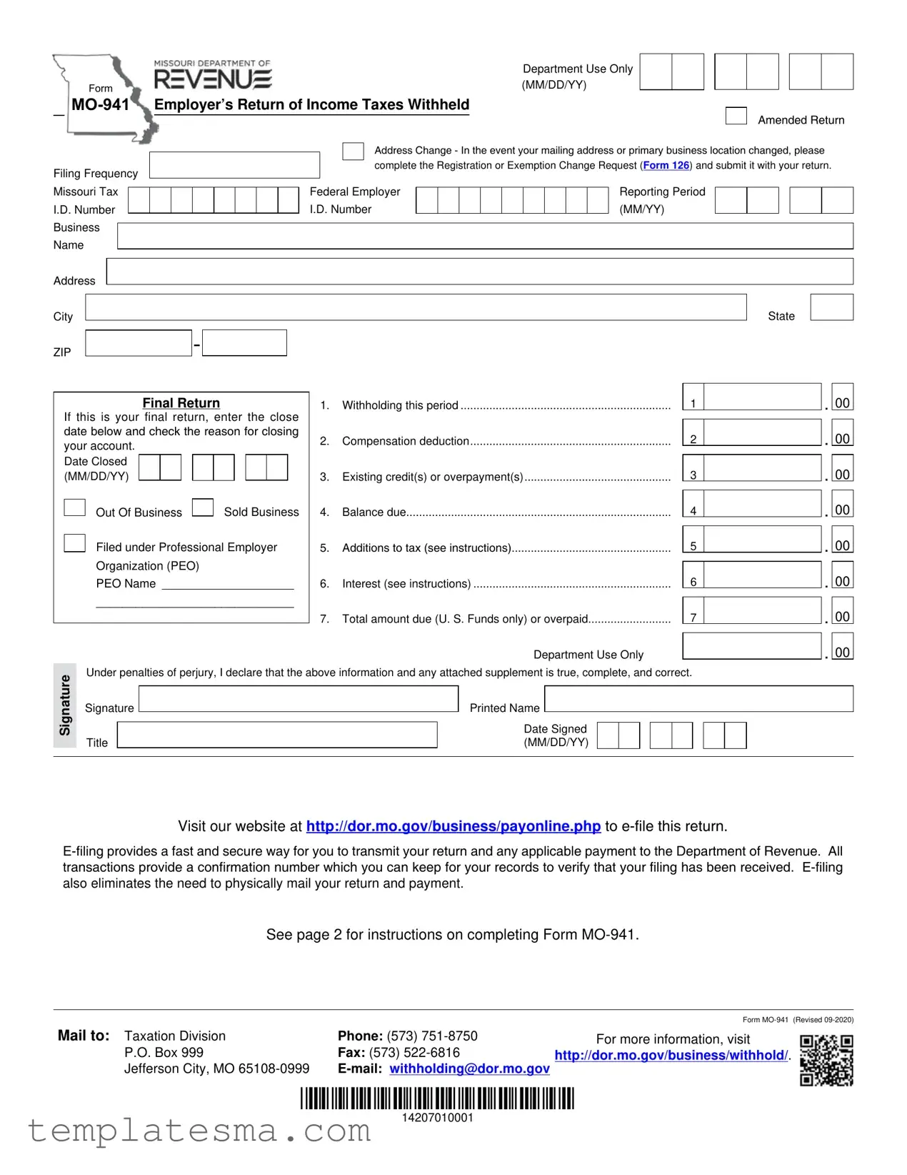 Fill Your 941 Massachusetts Form