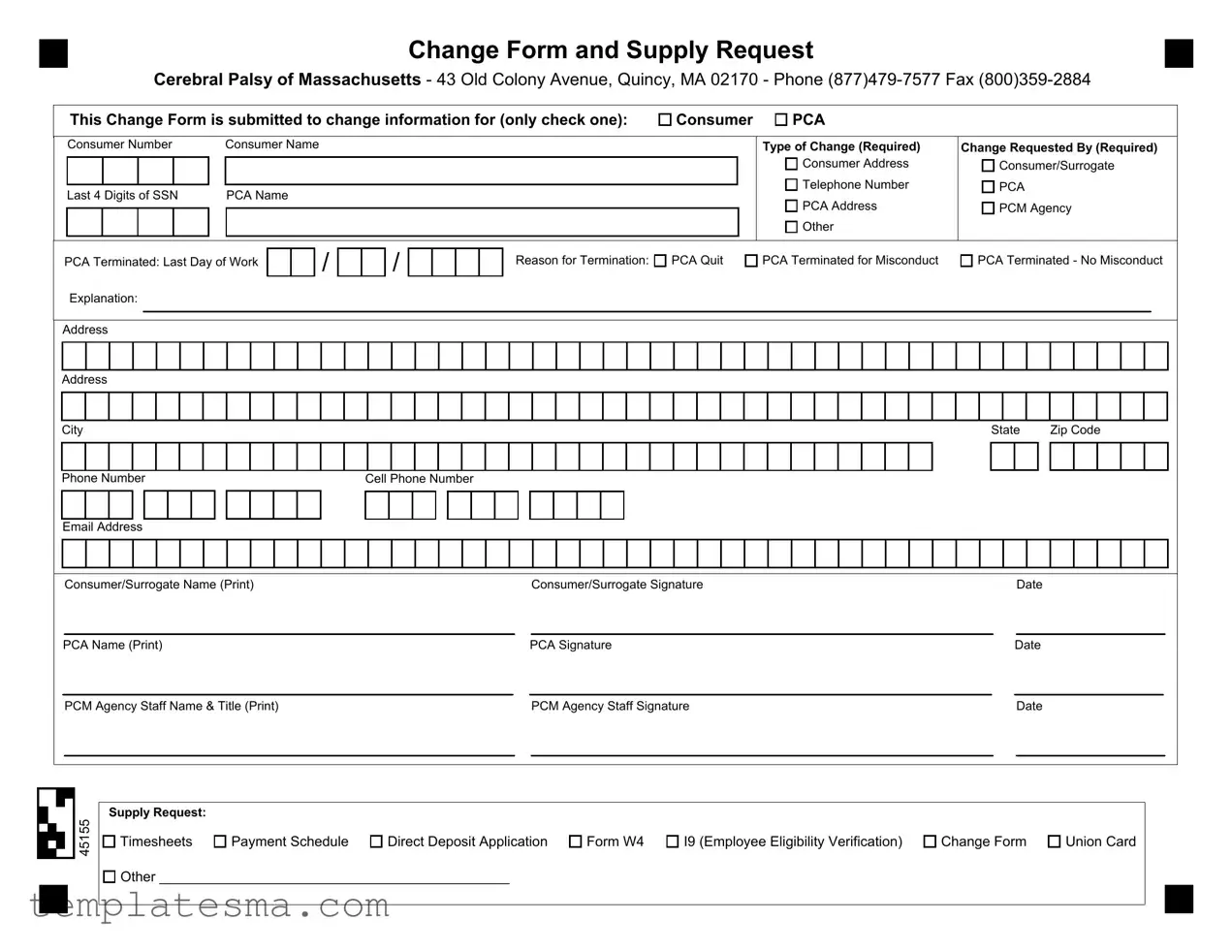 Fill Your Cerebral Palsy Massachusetts Pca Form