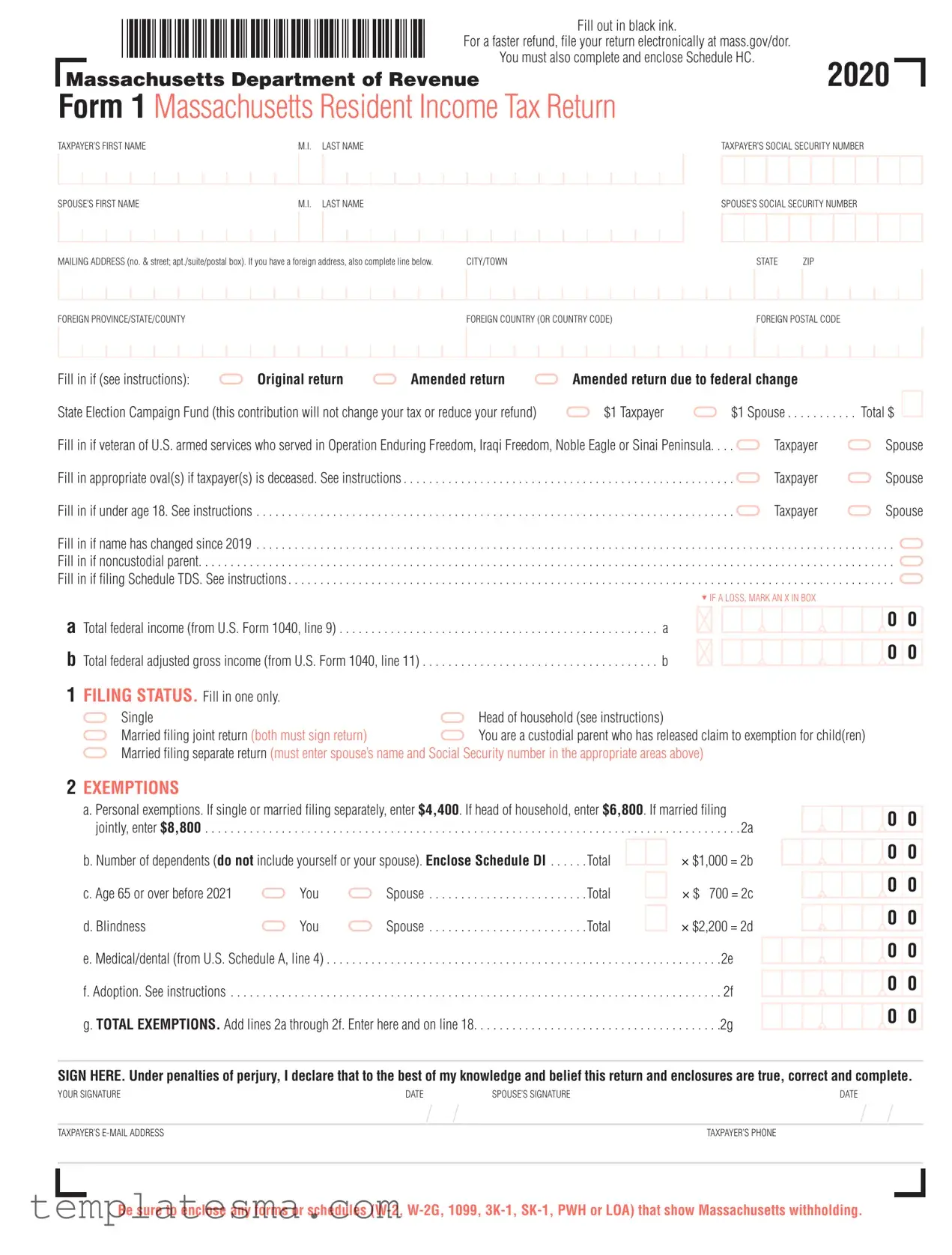 Fill Your Ma Resident Form