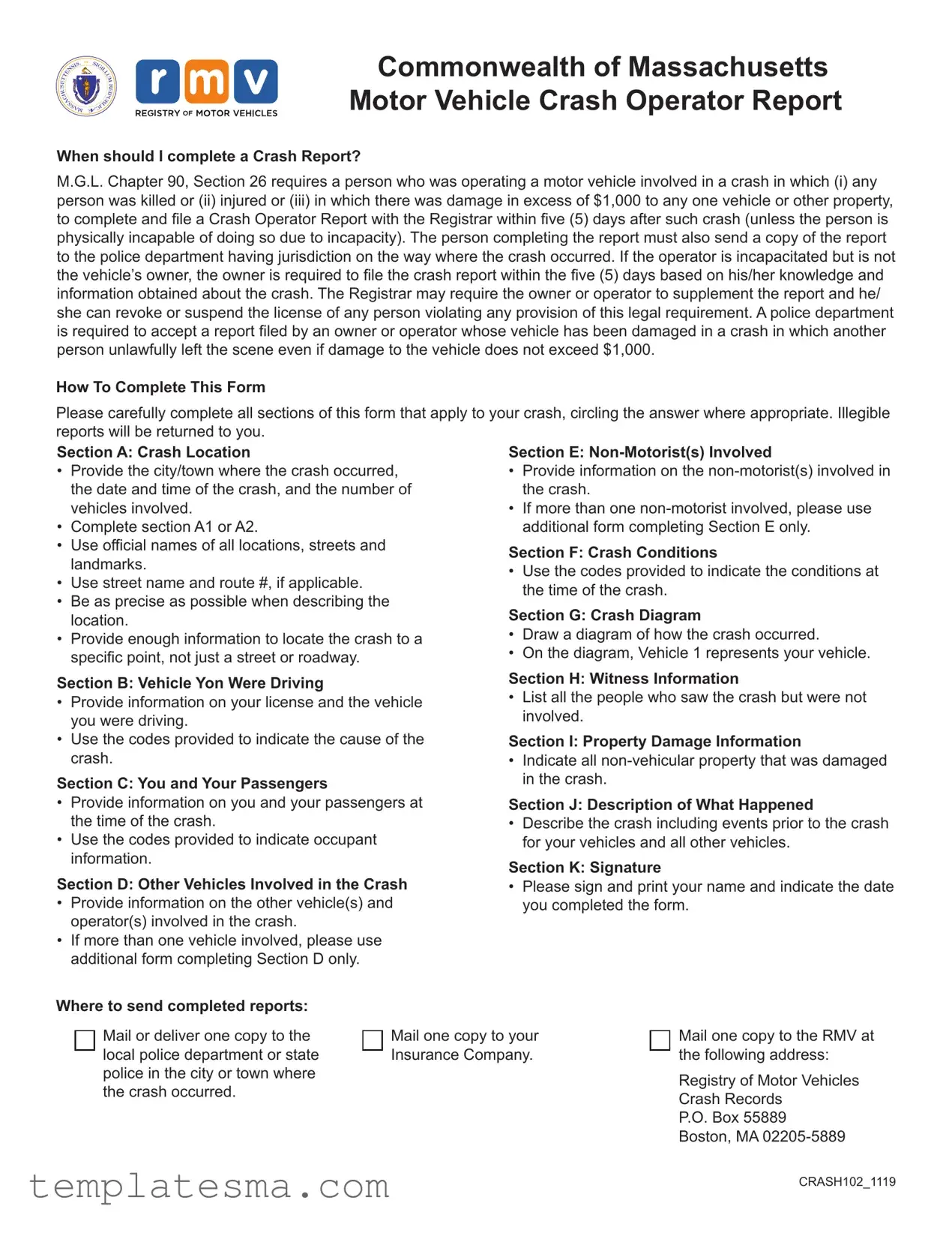 Fill Your Ma Vehicle Accident Report Form