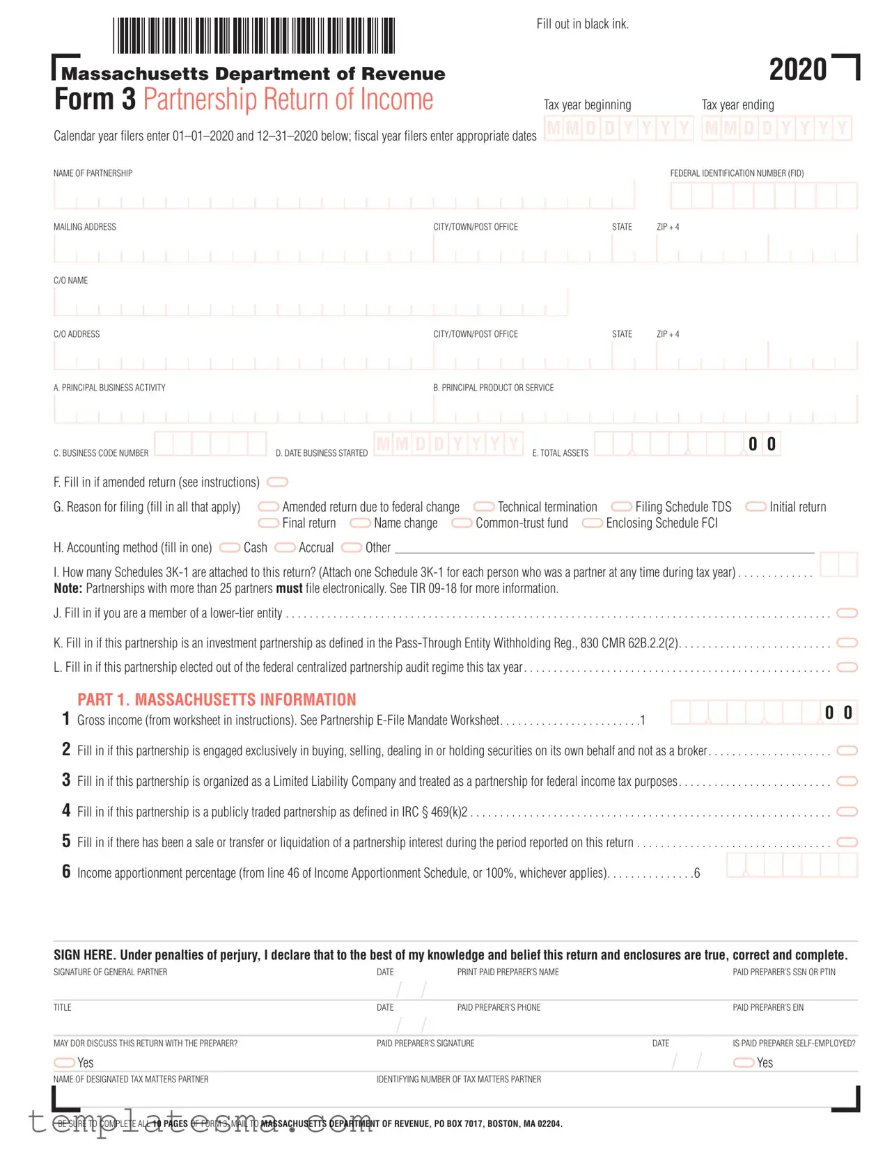 Fill Your Massachusetts 3 Form