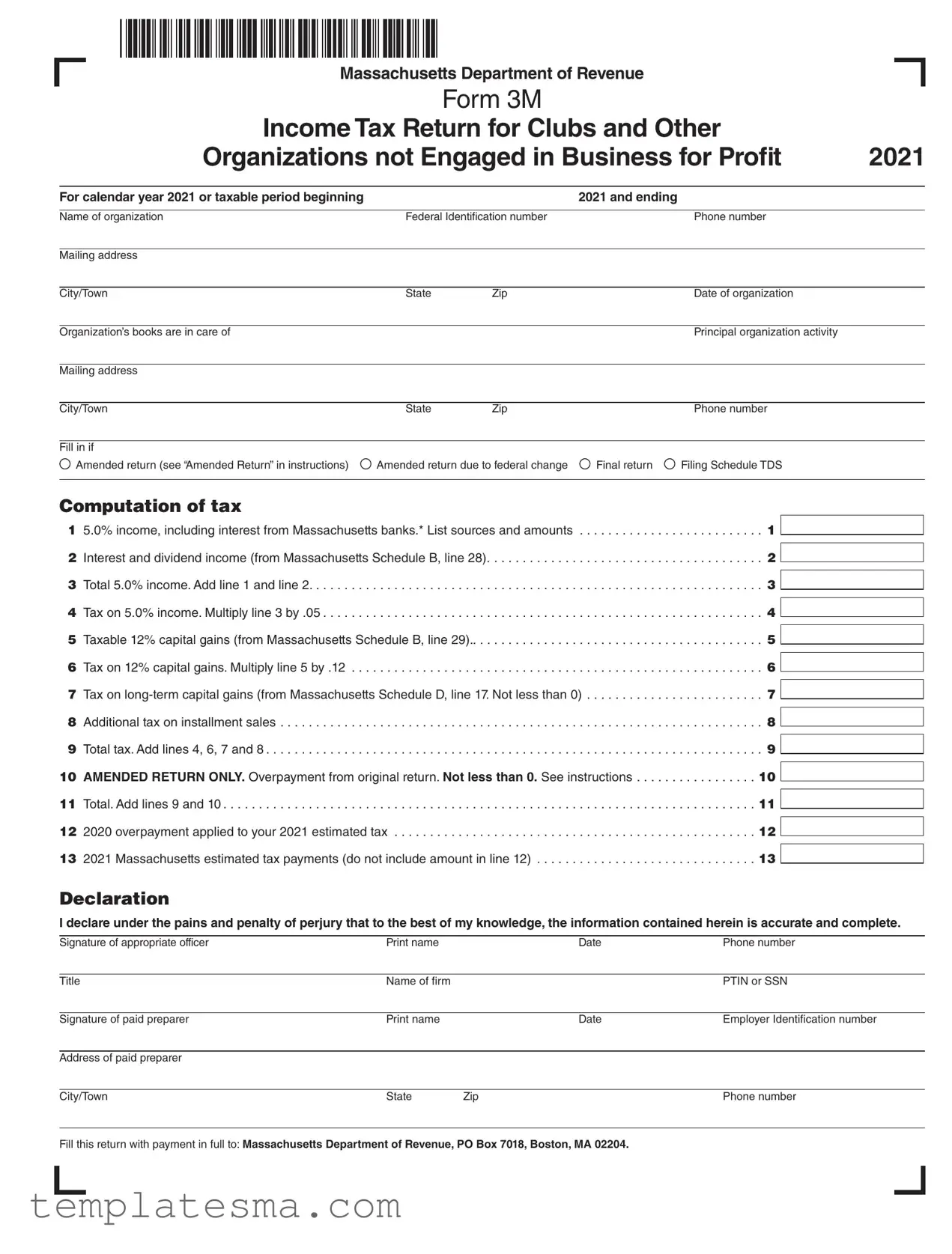 Fill Your Massachusetts 3M Form