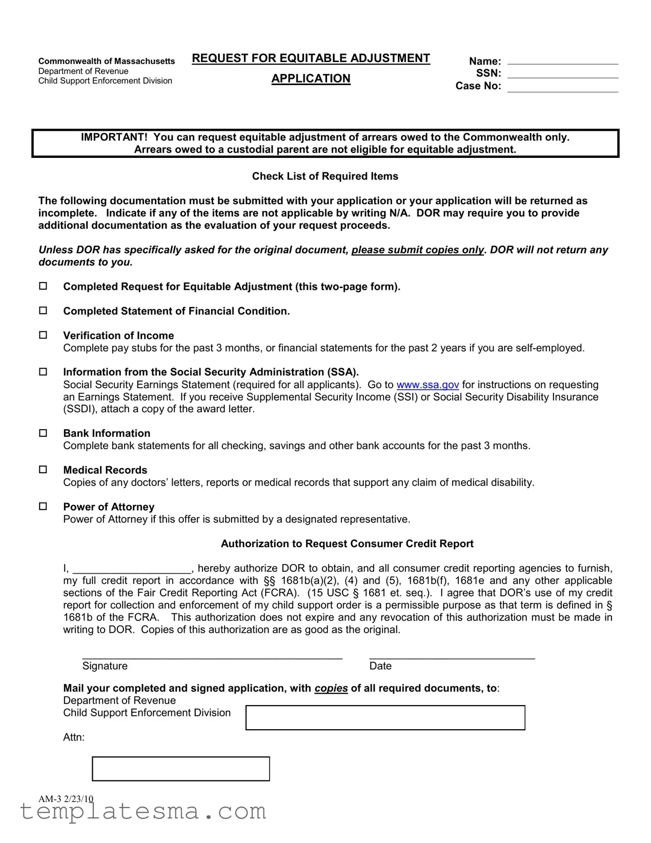 Fill Your Massachusetts Am 3 Form