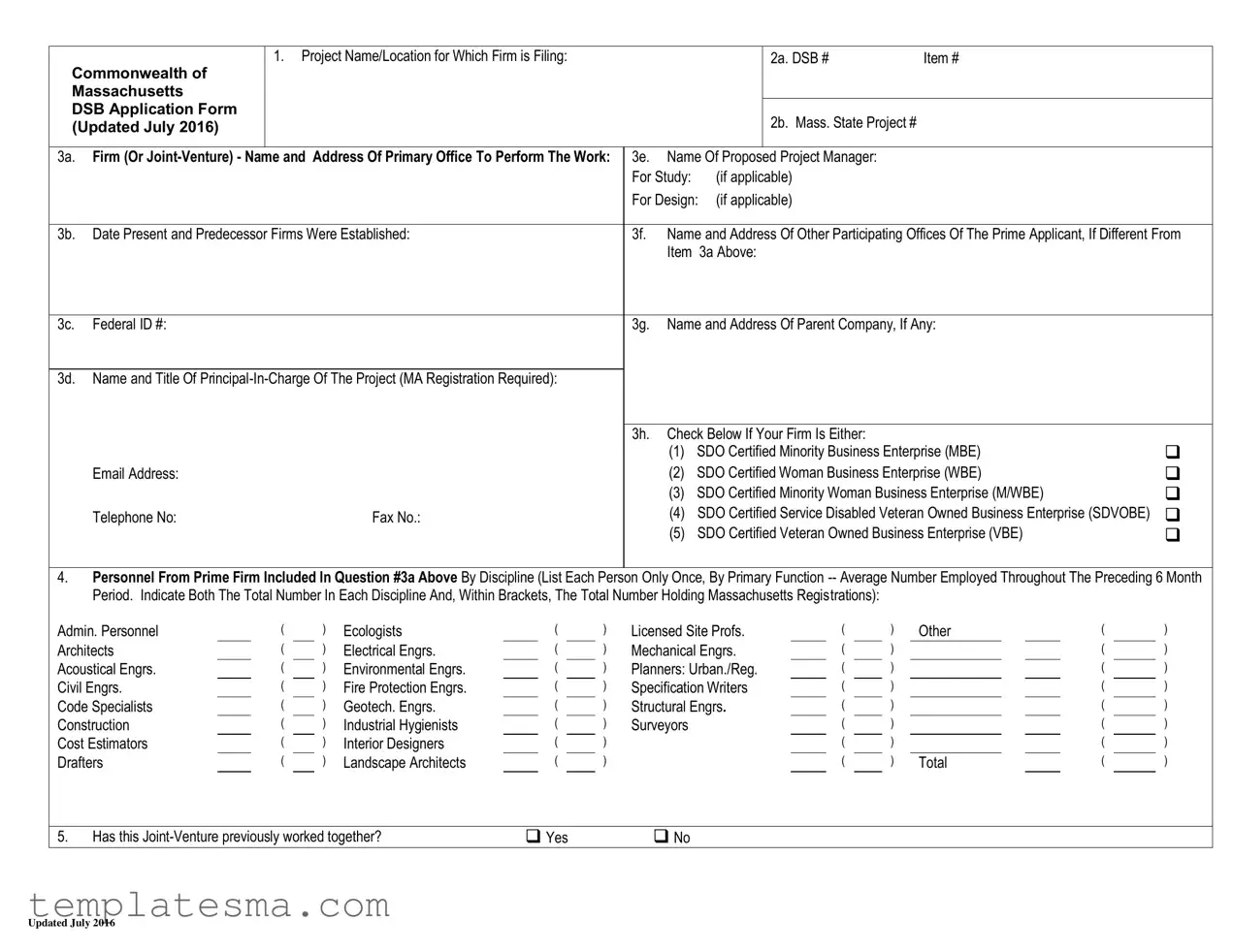 Fill Your Massachusetts Dsb Application Form