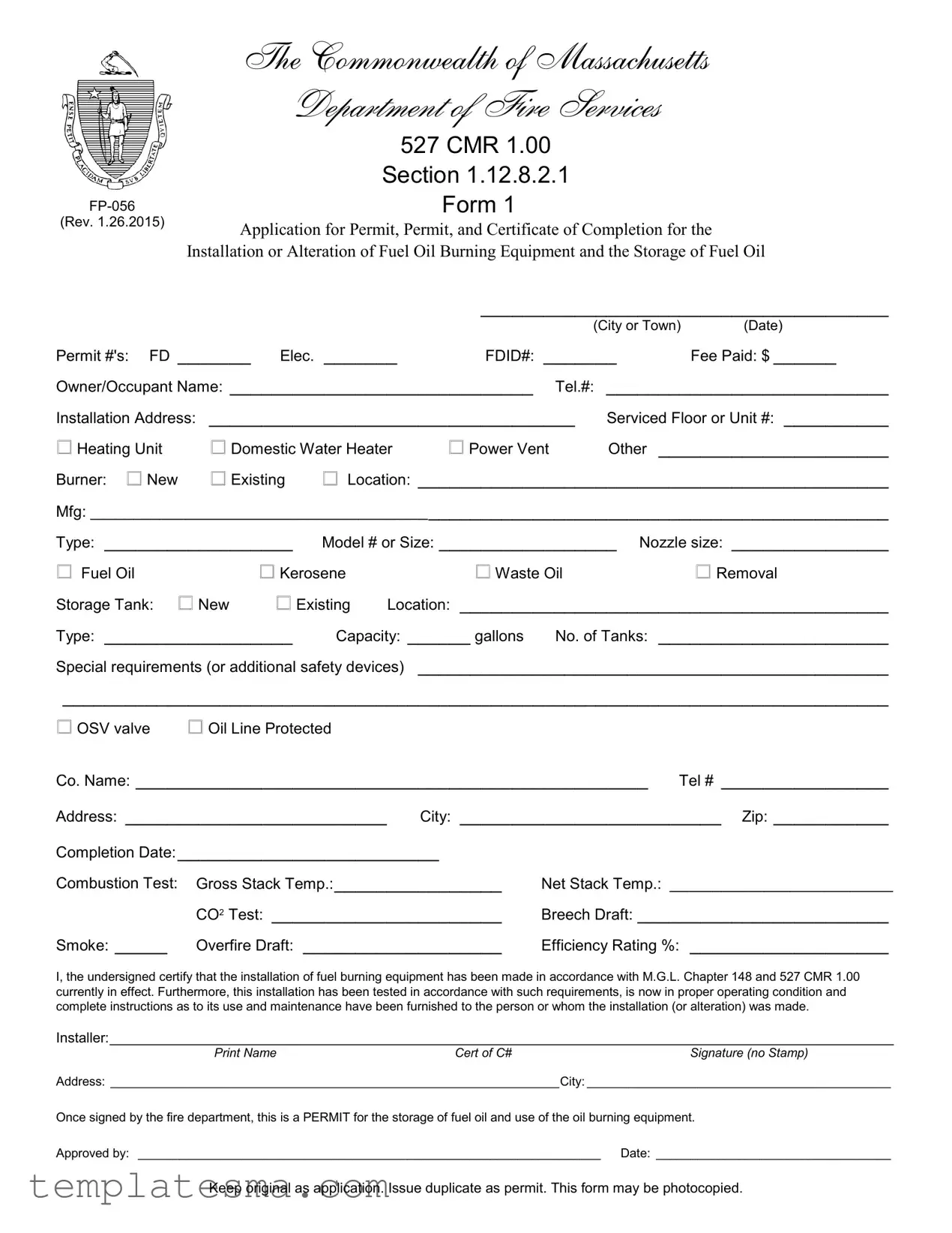 Fill Your Massachusetts Fp 056 Form