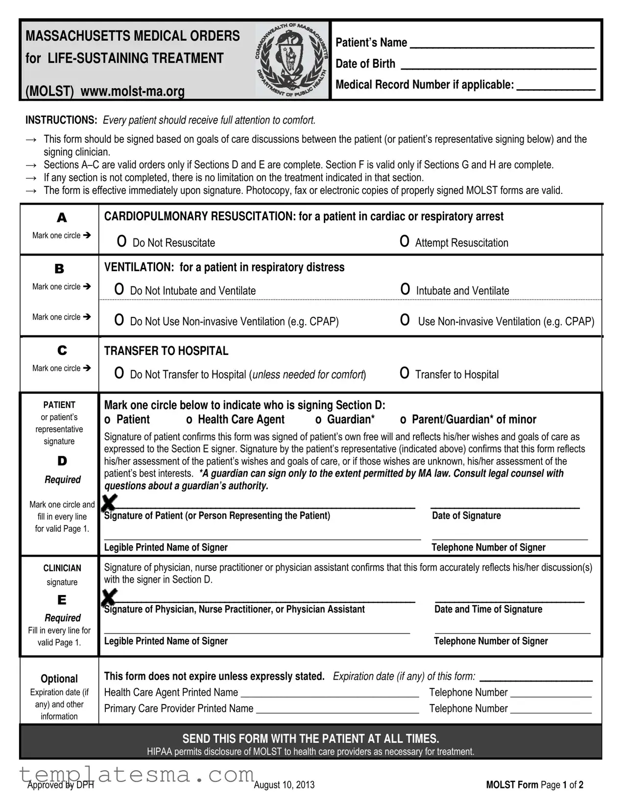 Fill Your Massachusetts Molst Form