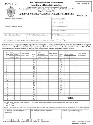 Fill Your Massachusetts 127 Form
