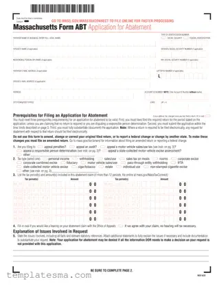 Fill Your Massachusetts Abt Form
