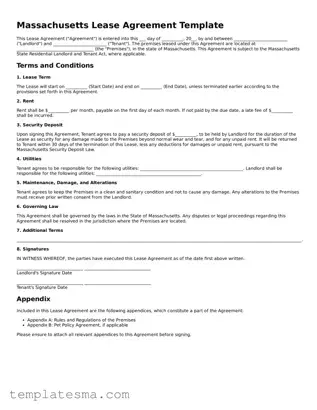 Printable Massachusetts Lease Agreement Form