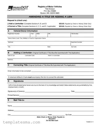 Fill Your Massachusetts Lien Form