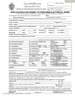 Fill Your Massachusetts Permit Electrical Form